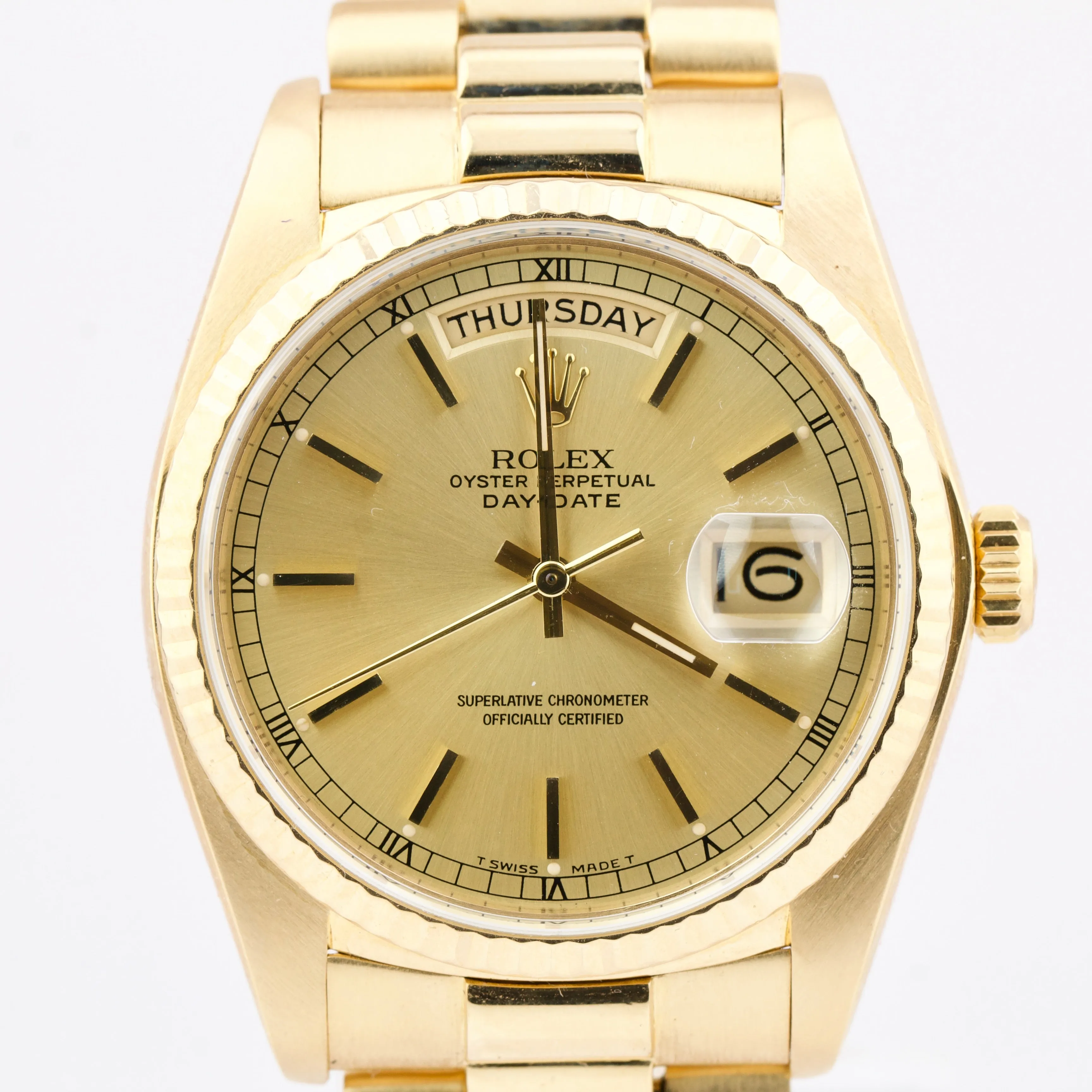 Rolex Day-Date President Champagne 36mm 18K Yellow Gold QUICKSET Watch 18038