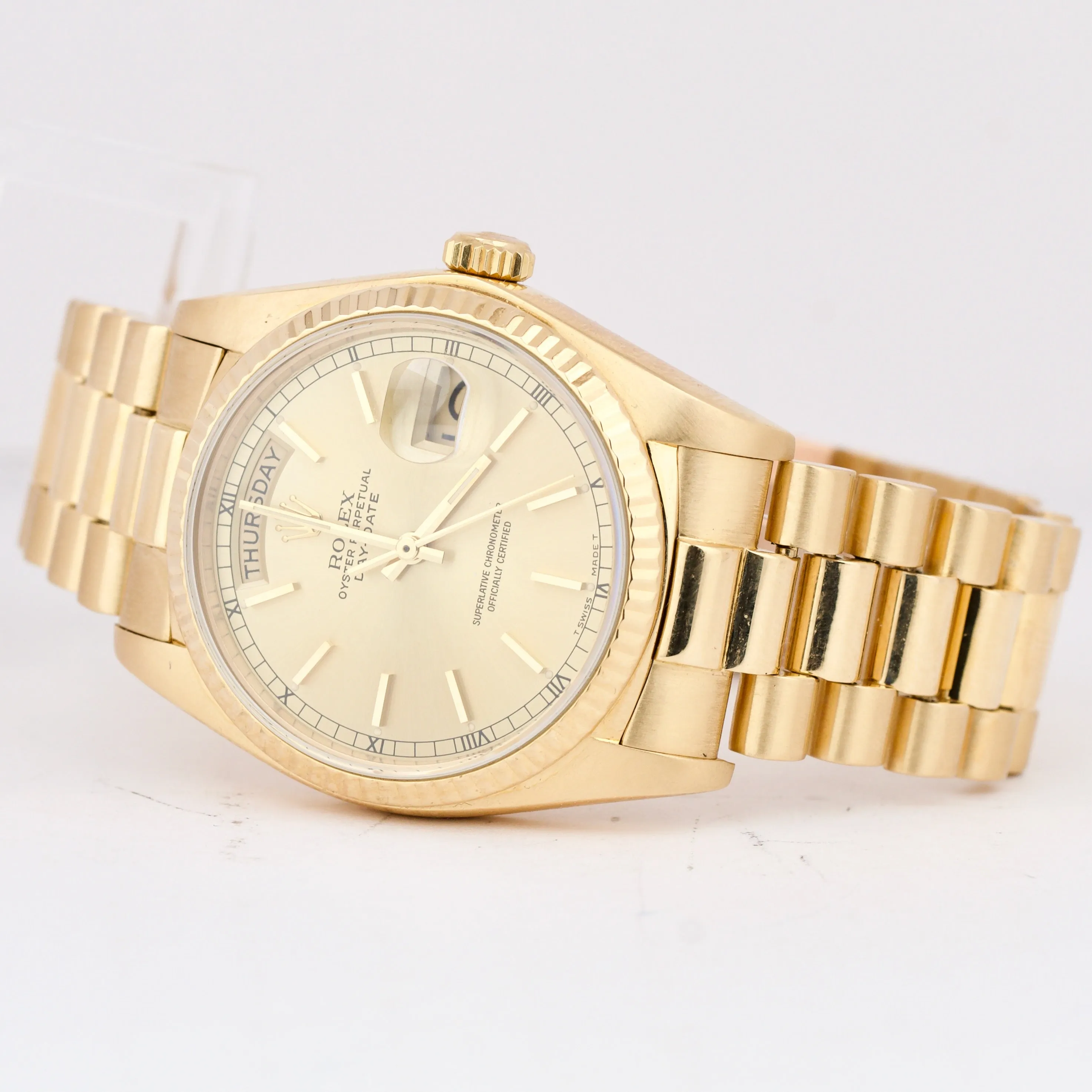 Rolex Day-Date President Champagne 36mm 18K Yellow Gold QUICKSET Watch 18038