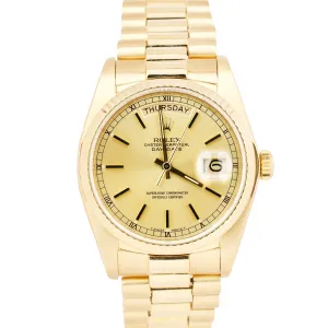 Rolex Day-Date President Champagne 36mm 18K Yellow Gold QUICKSET Watch 18038