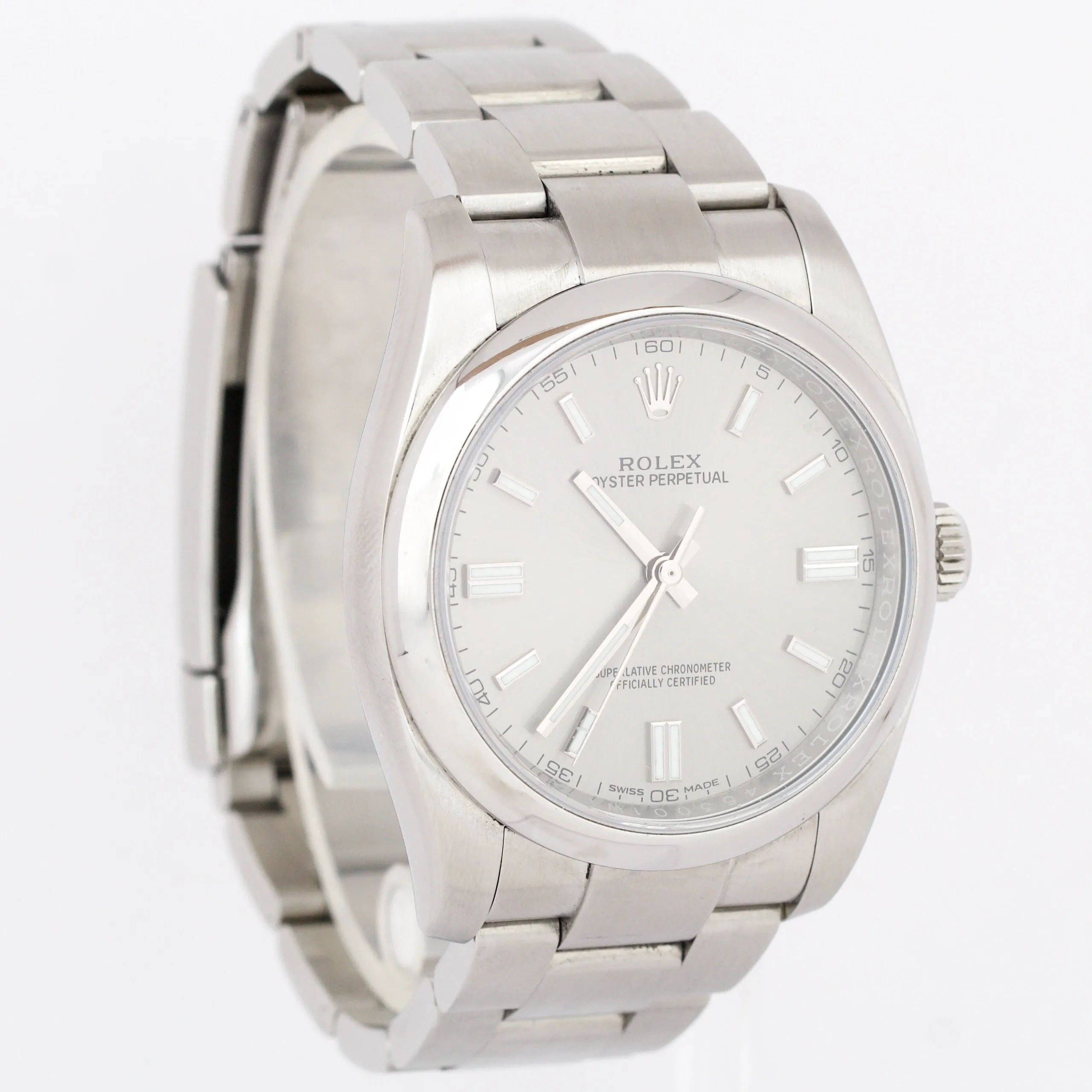 Rolex Oyster Perpetual 36mm Stainless Steel SILVER Dial Date Watch 116000