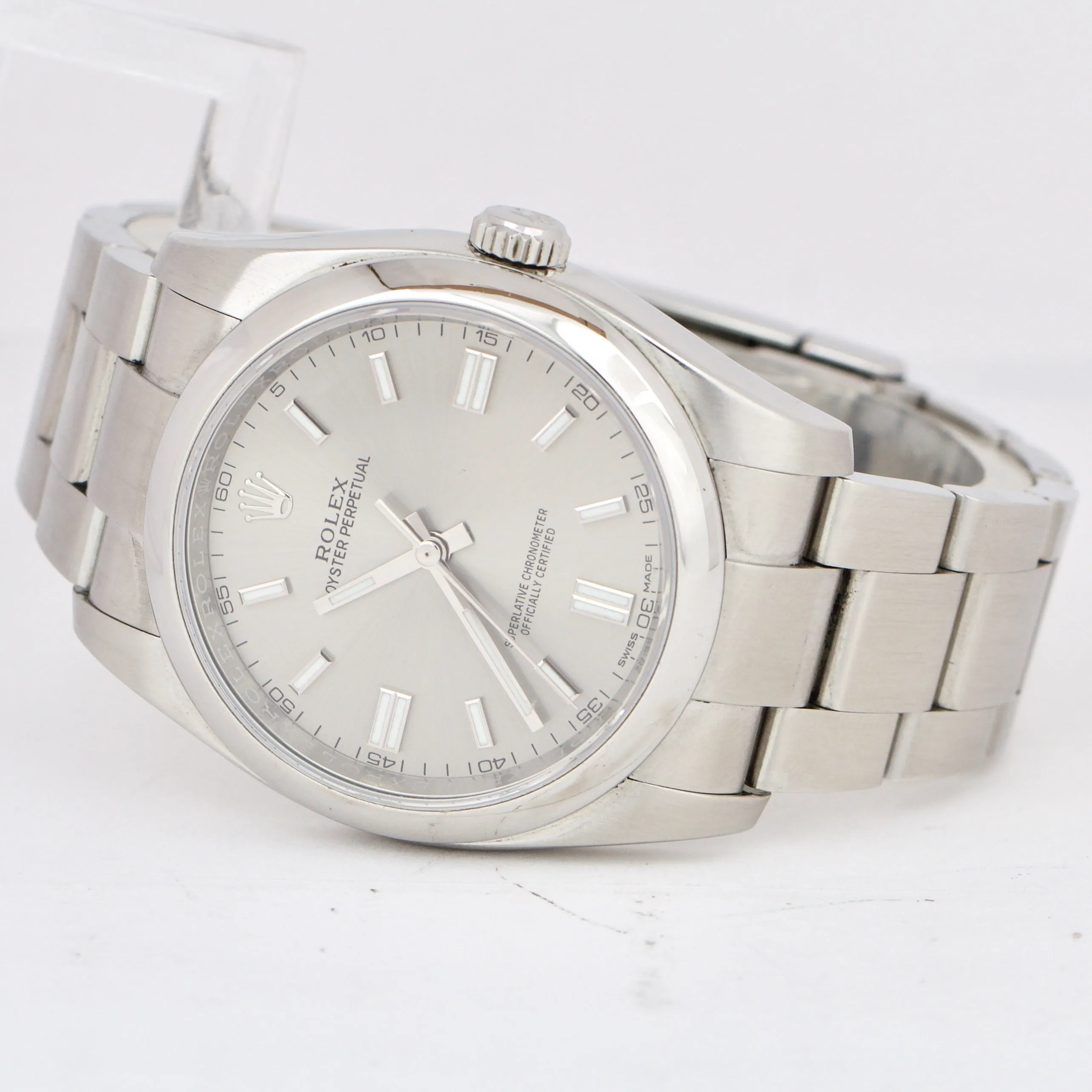 Rolex Oyster Perpetual 36mm Stainless Steel SILVER Dial Date Watch 116000