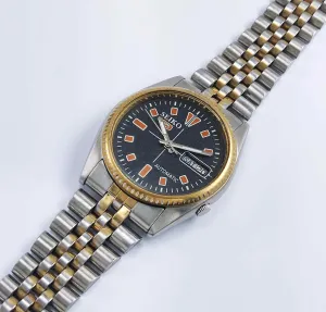 Seiko 5 Automatic7009A Black Dial Golden Bezel Men's Watch