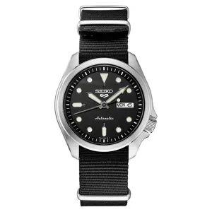 Seiko Mens Black Band Stainless Steel Dial 5 Sport Automatic Watch - SRPE67