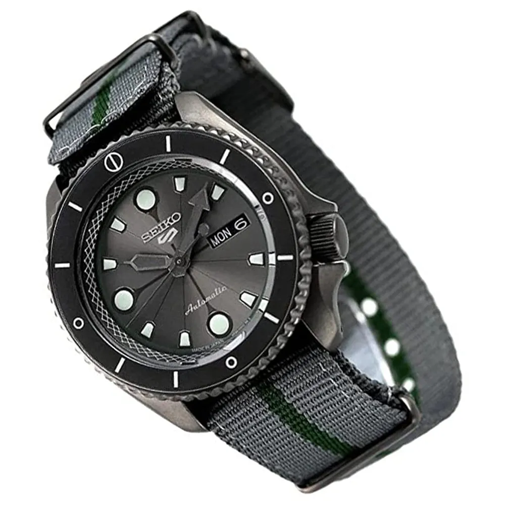 Seiko Mens Grey Dial Nylon Band Japanese Automatic Watch - SBSA097