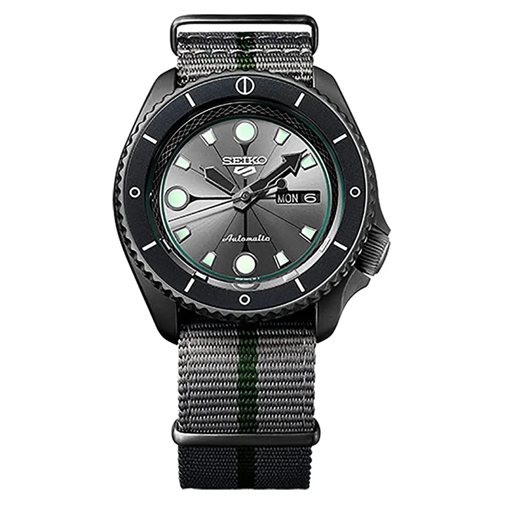 Seiko Mens Grey Dial Nylon Band Japanese Automatic Watch - SBSA097