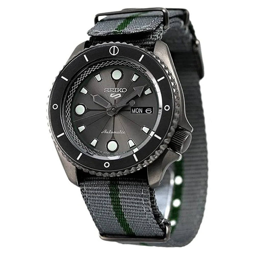 Seiko Mens Grey Dial Nylon Band Japanese Automatic Watch - SBSA097