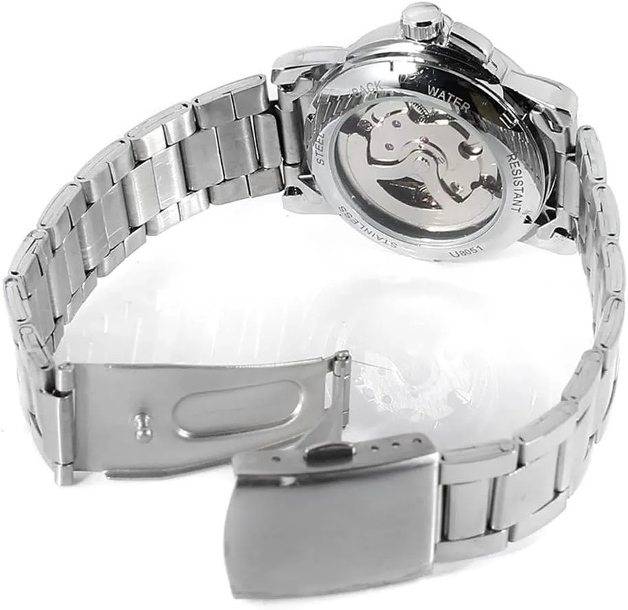 SENRUD Women's Automatic Watches Lady's Stainless Steel Skeleton Waterproof Automatic Wrist Watches Gift for Women