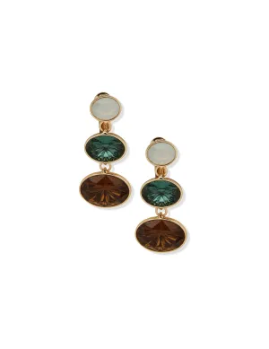 Set Stone Gold Linear Earrings