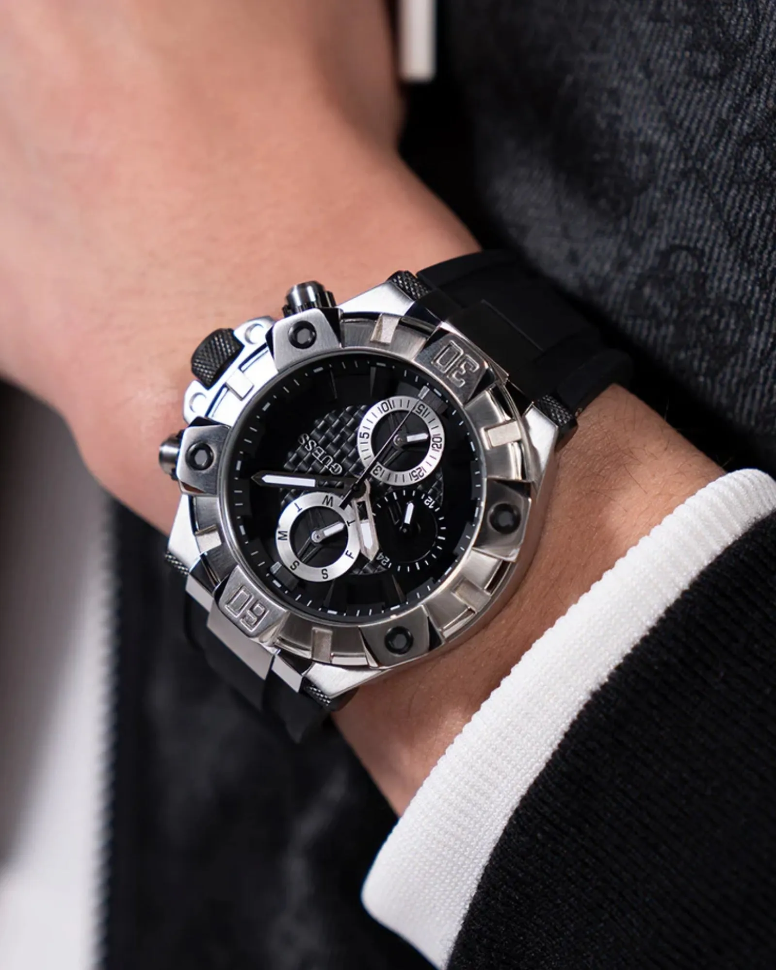 Silver Ignite Black Silicone Watch