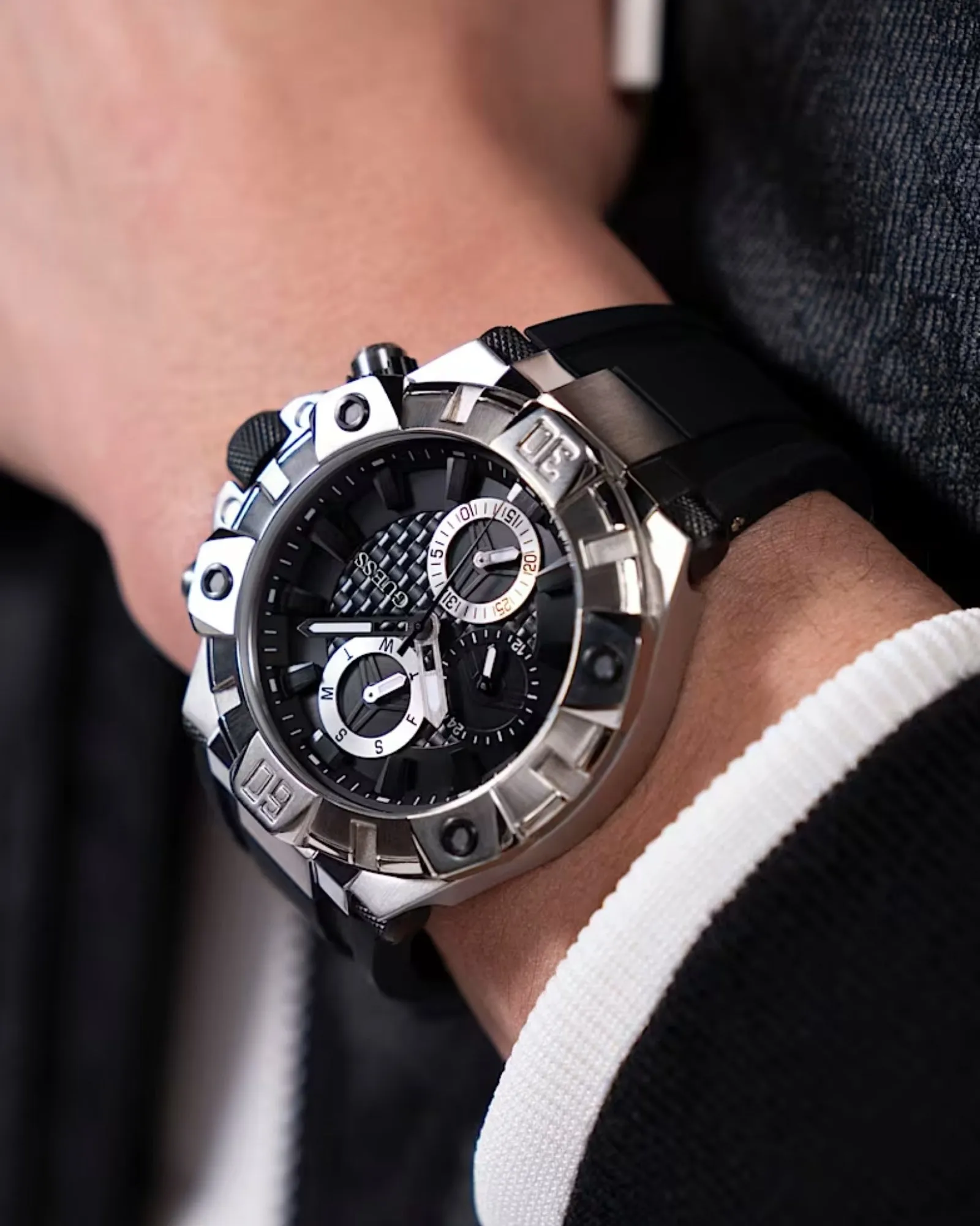 Silver Ignite Black Silicone Watch