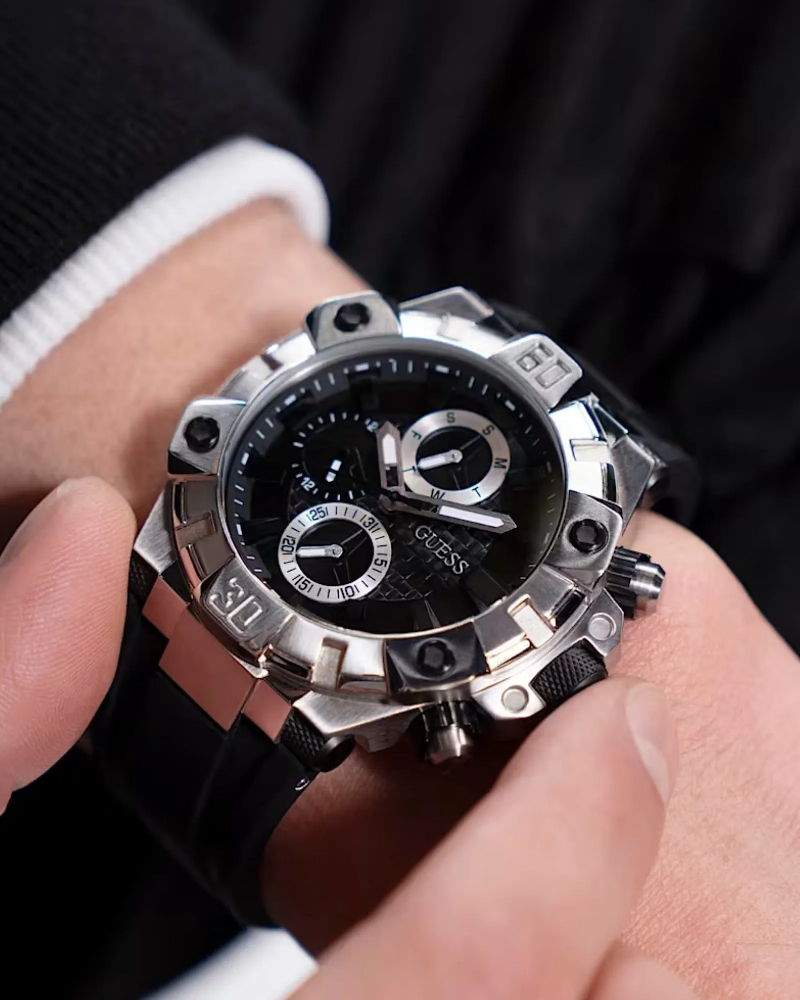 Silver Ignite Black Silicone Watch