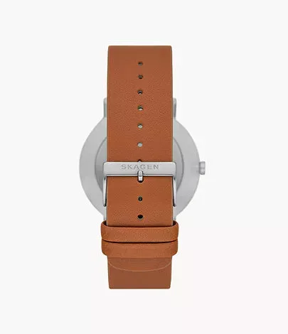 Skagen Gents Steel Sub-Second Window Tan Leather Watch