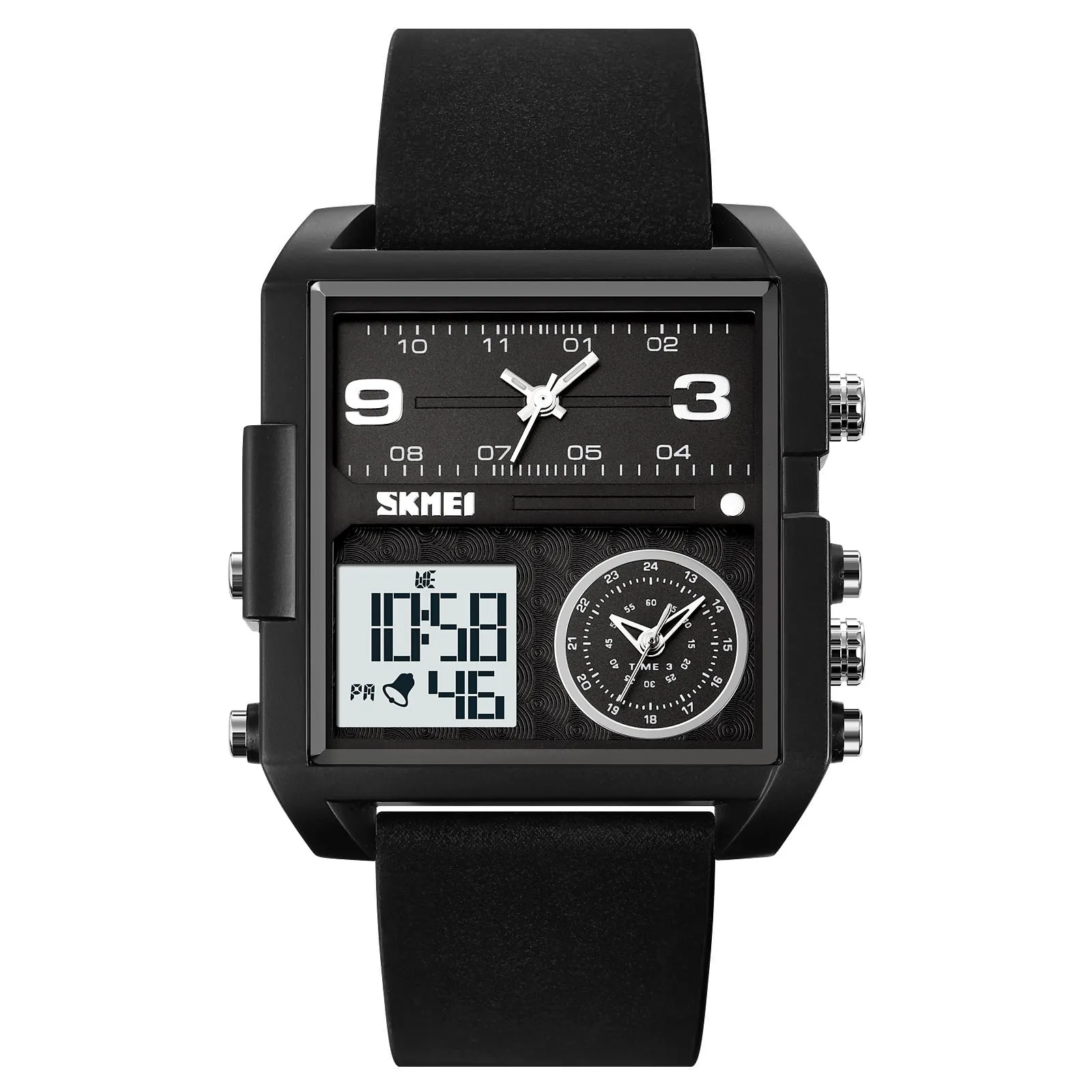 SKMEI 2021 Transparent Case Square Watch w/ Three Dials