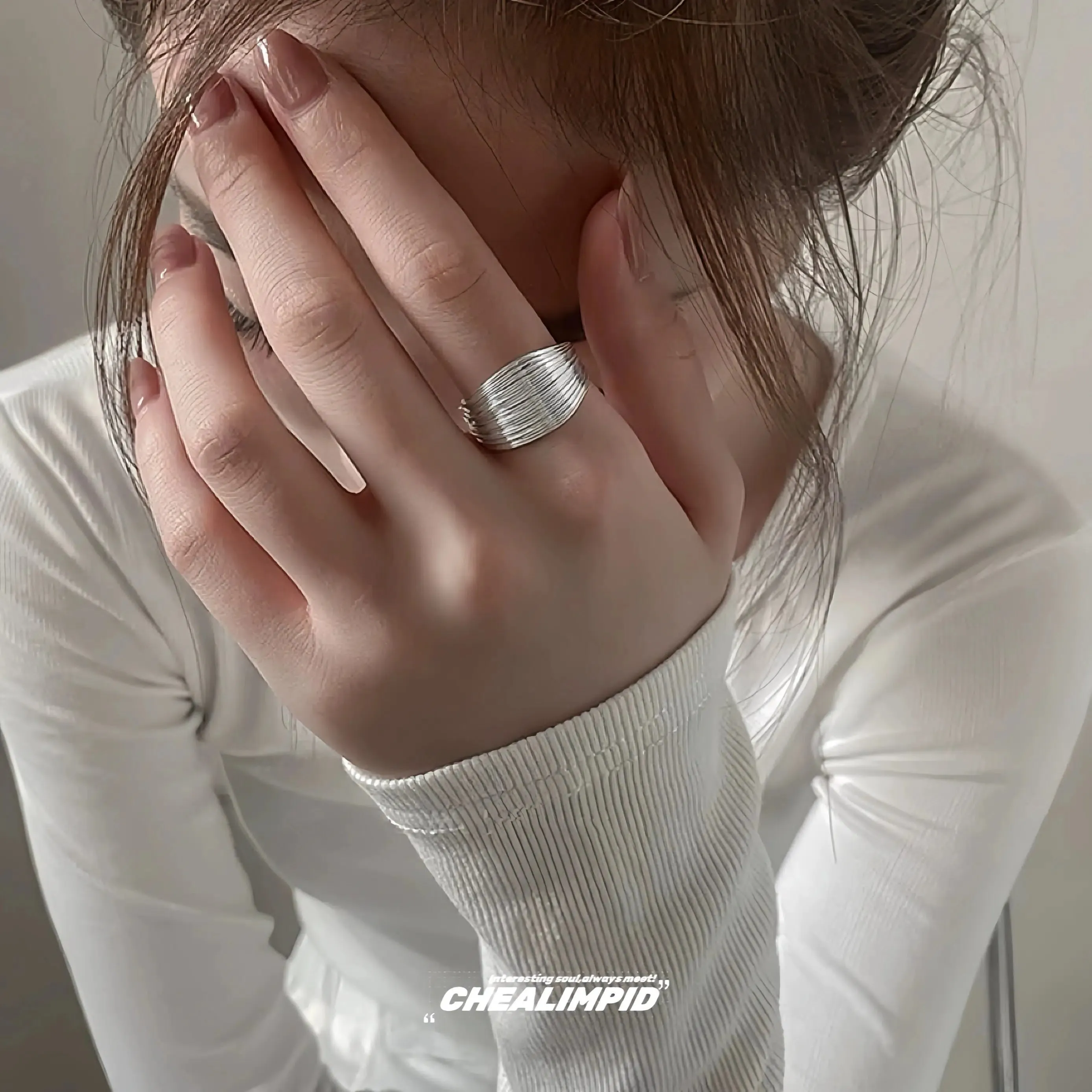 Sleek Textured Adjustable Ring