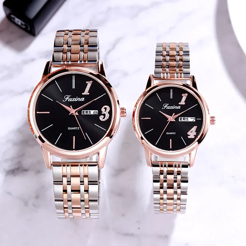 Stylish Waterproof Quartz Stainless Steel Couple Watches