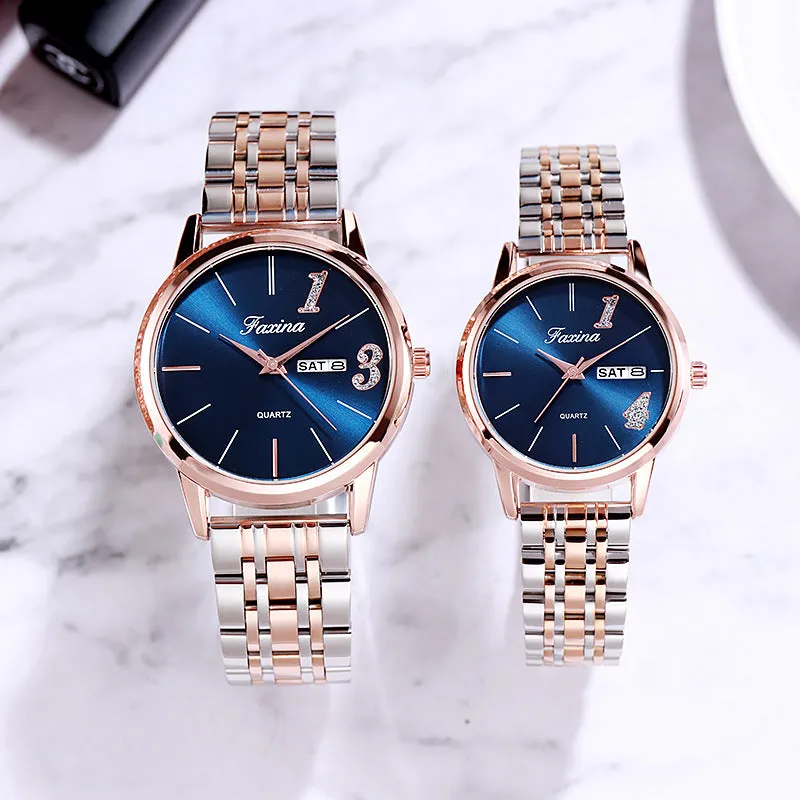 Stylish Waterproof Quartz Stainless Steel Couple Watches