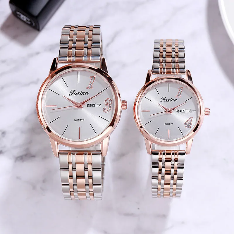 Stylish Waterproof Quartz Stainless Steel Couple Watches