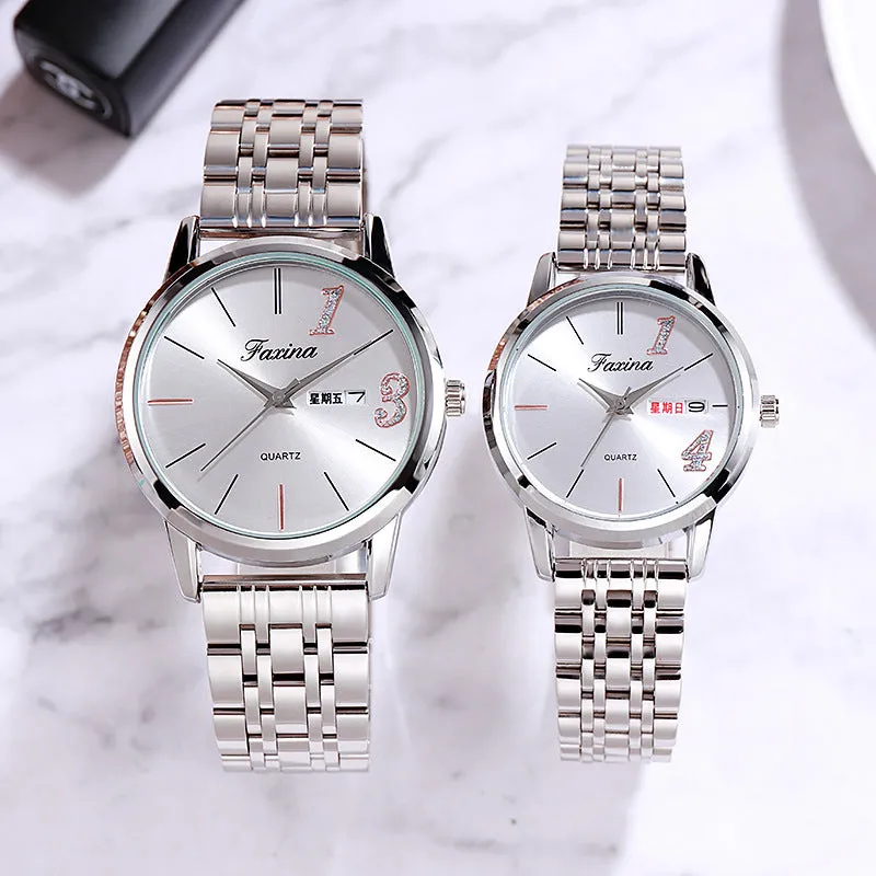 Stylish Waterproof Quartz Stainless Steel Couple Watches