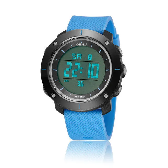TOP 2017 OHSEN Digital Fashion Sport Men Wrist Watch Alarm Date Display Rubber Strap Outdoor Big Size Male Diver Clocks Relogio