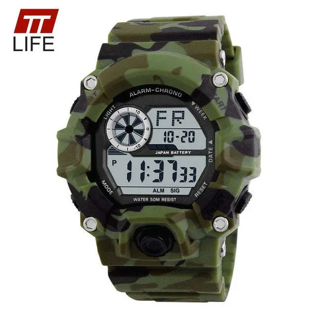 TTlife Men Waterproof Army Camouflage Military Watch Reloj LED Digital Sports Watches Relogio Masculino Esportivo Shock Clock