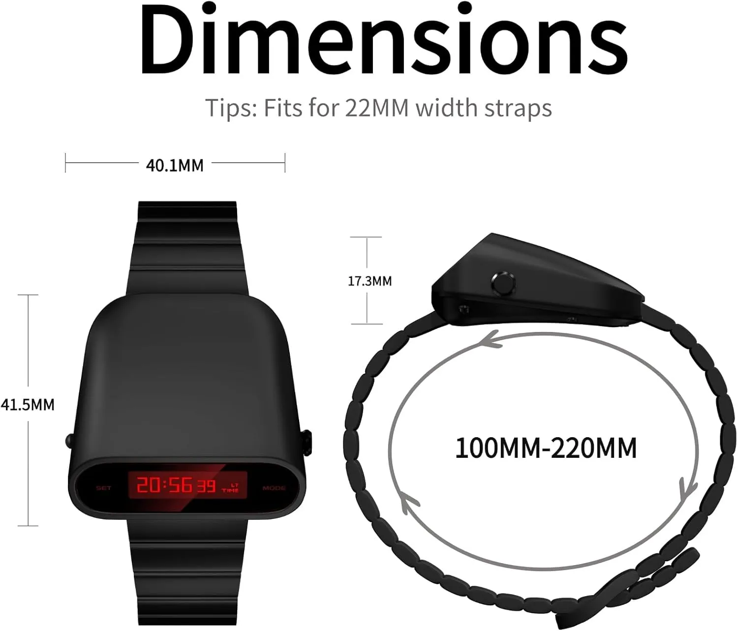 Unique Metal Watch, OLED Display Men Digital Watches, Lift-to-Wake Screen, Stainless Steel Strap