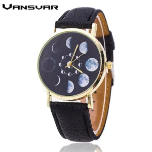 Vansvar Moon Phase Astronomy Space Watch Relogio Feminino Fashion Women Quartz Watch Casual Luxury Watches Hot Selling 1766