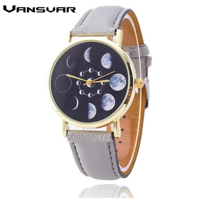 Vansvar Moon Phase Astronomy Space Watch Relogio Feminino Fashion Women Quartz Watch Casual Luxury Watches Hot Selling 1766