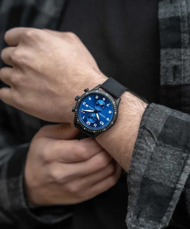 Vincero Men's Altitude Matte Black/Cobalt Luxury Japanese Quartz Wrist Watch