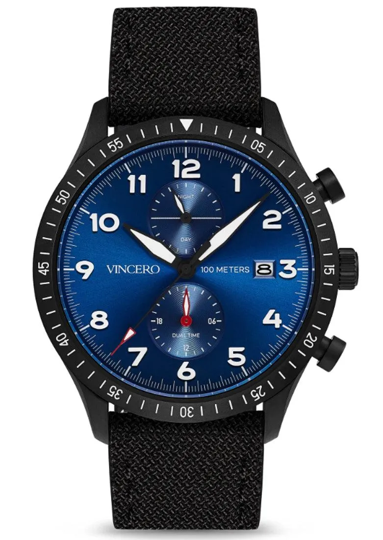 Vincero Men's Altitude Matte Black/Cobalt Luxury Japanese Quartz Wrist Watch