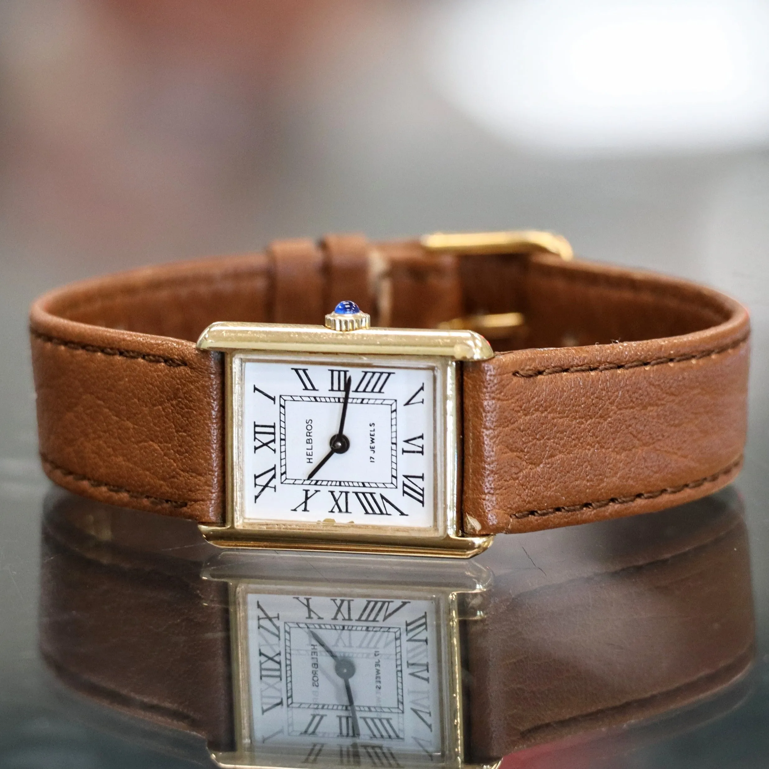 Vintage HELBROS Tank Watch 17 Jewels Mechanical Wristwatch Cal. Helbros 22
