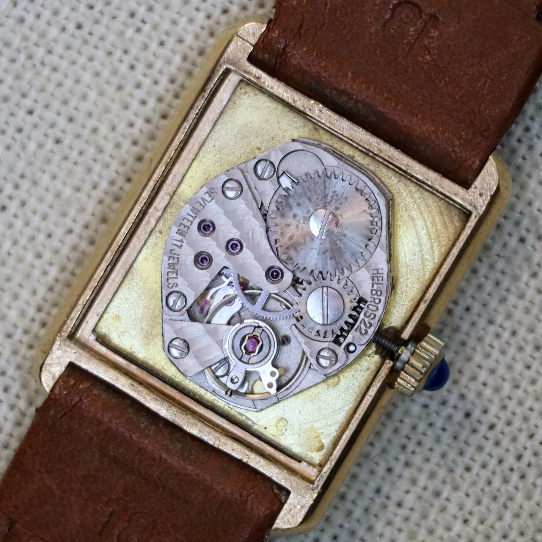Vintage HELBROS Tank Watch 17 Jewels Mechanical Wristwatch Cal. Helbros 22