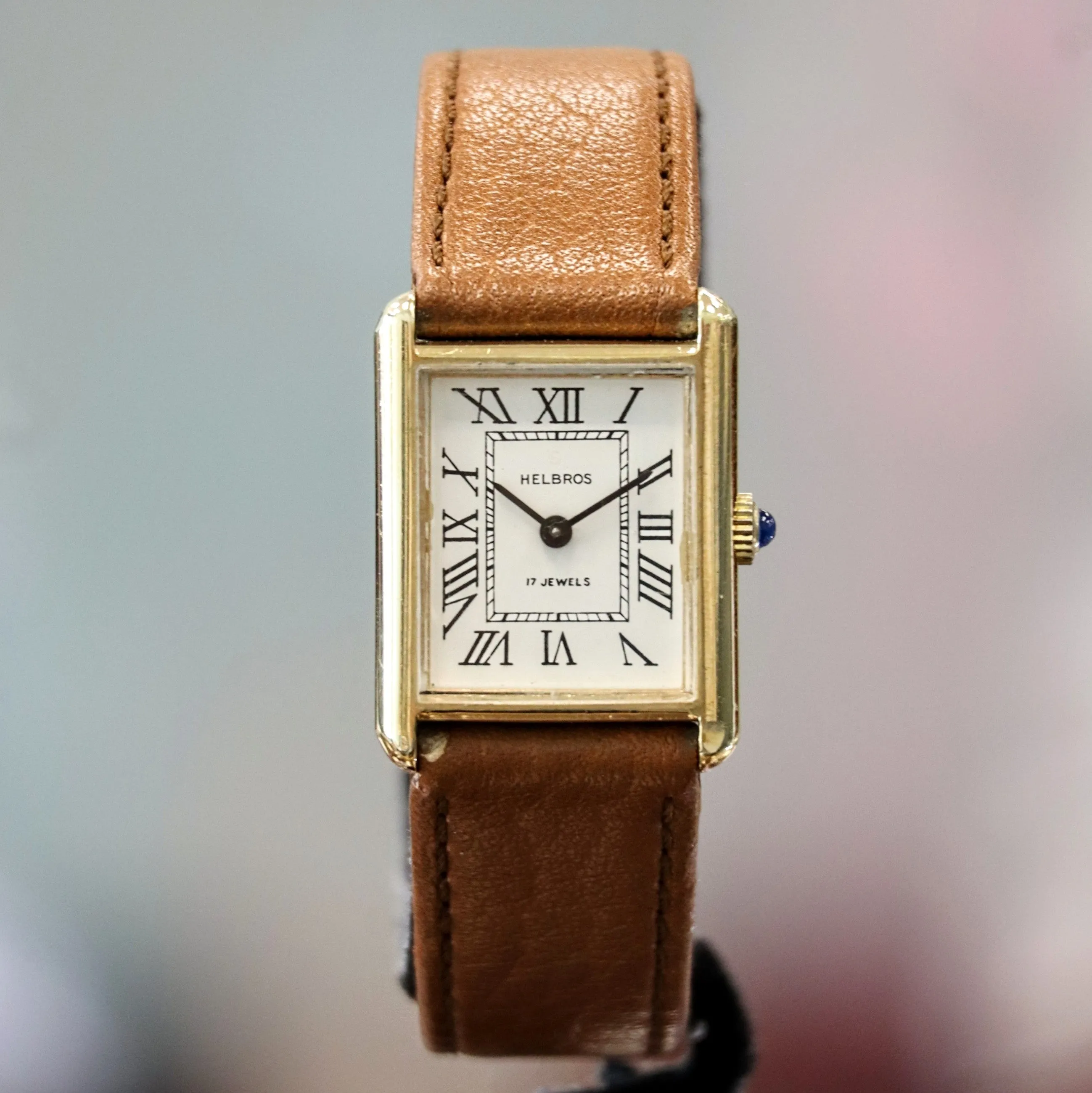 Vintage HELBROS Tank Watch 17 Jewels Mechanical Wristwatch Cal. Helbros 22