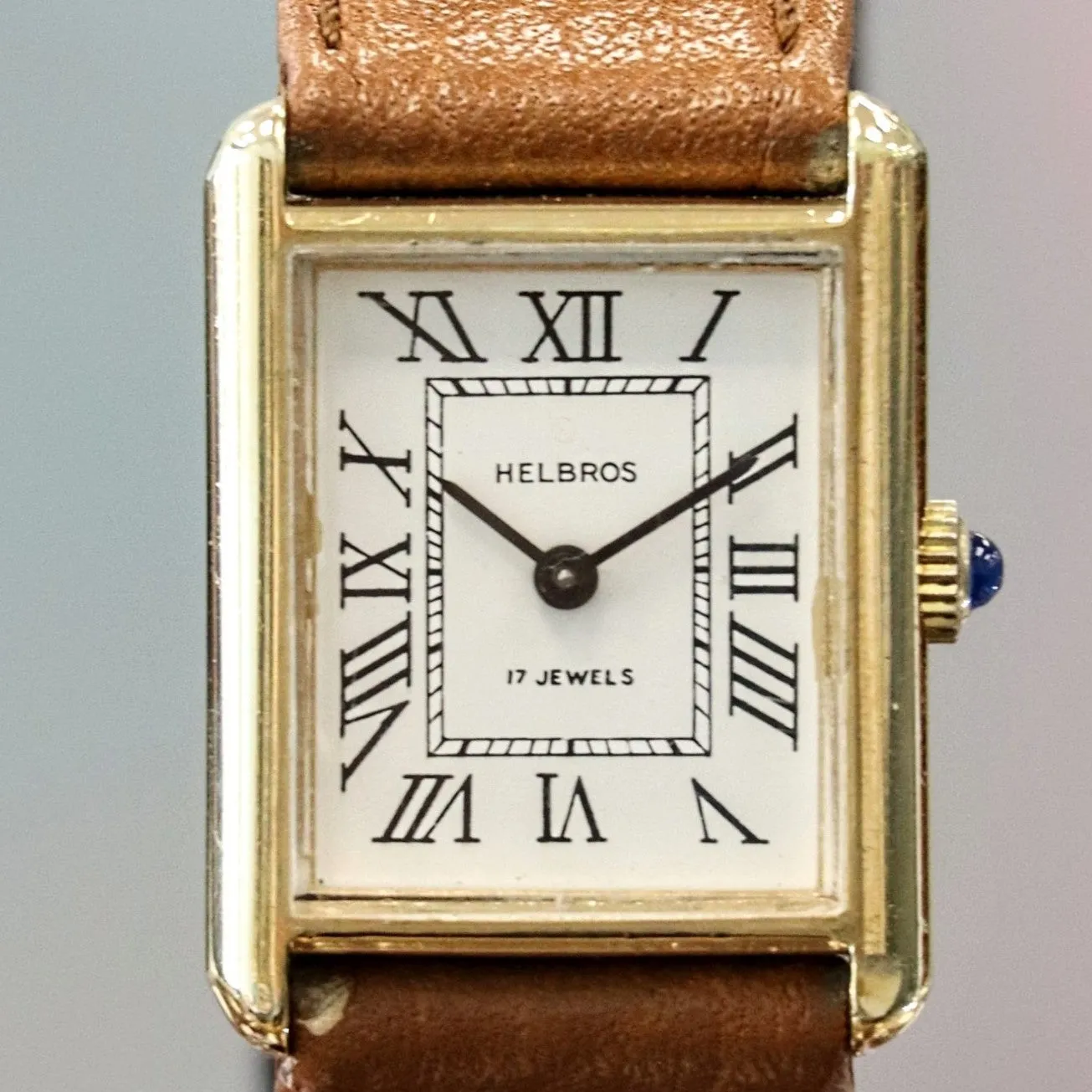 Vintage HELBROS Tank Watch 17 Jewels Mechanical Wristwatch Cal. Helbros 22