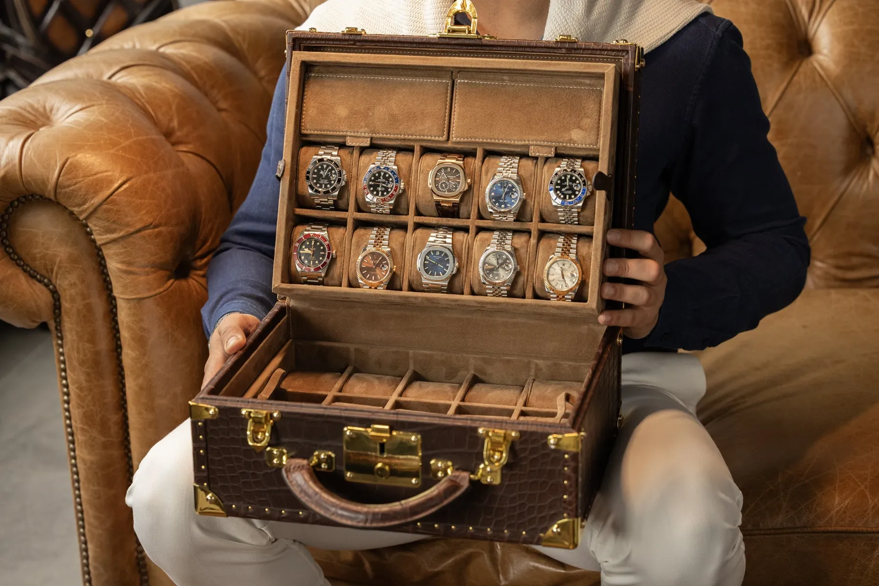 Watch Trunk - Alligator Brown