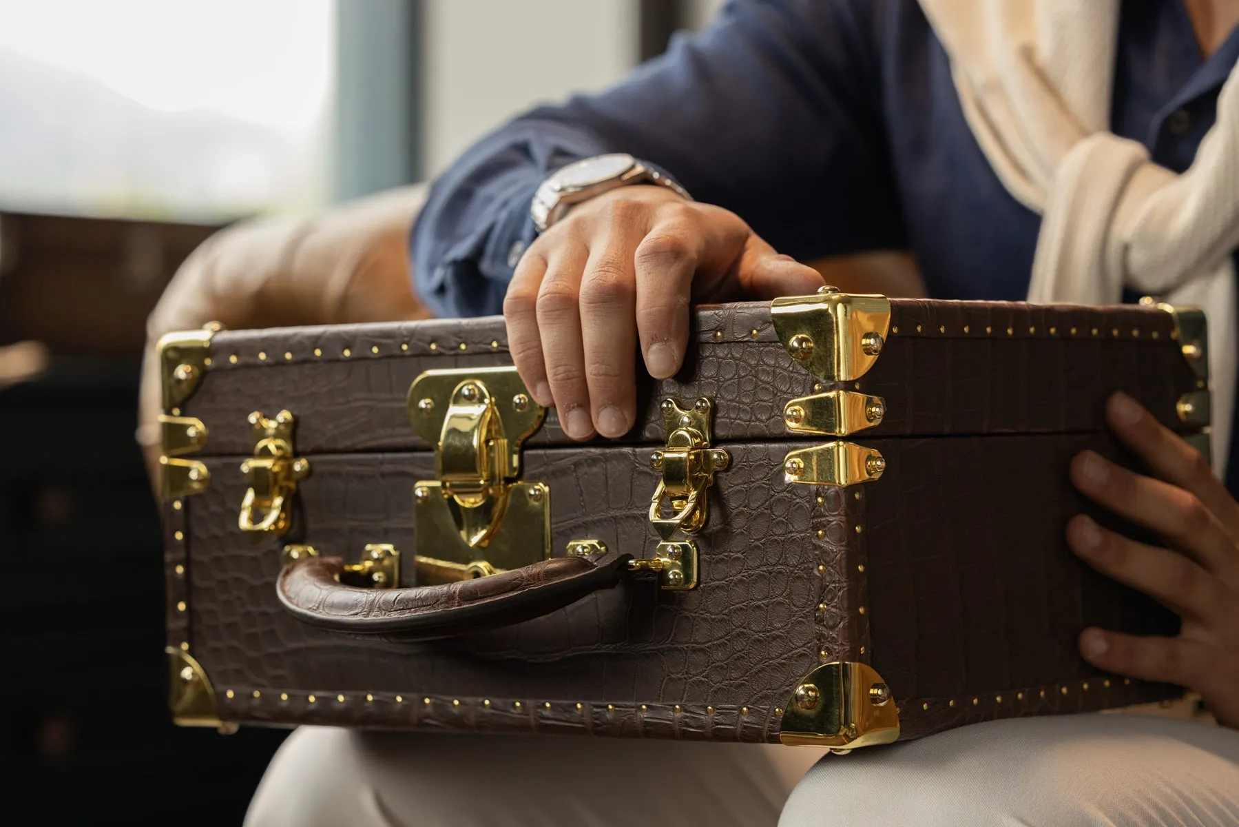 Watch Trunk - Alligator Brown