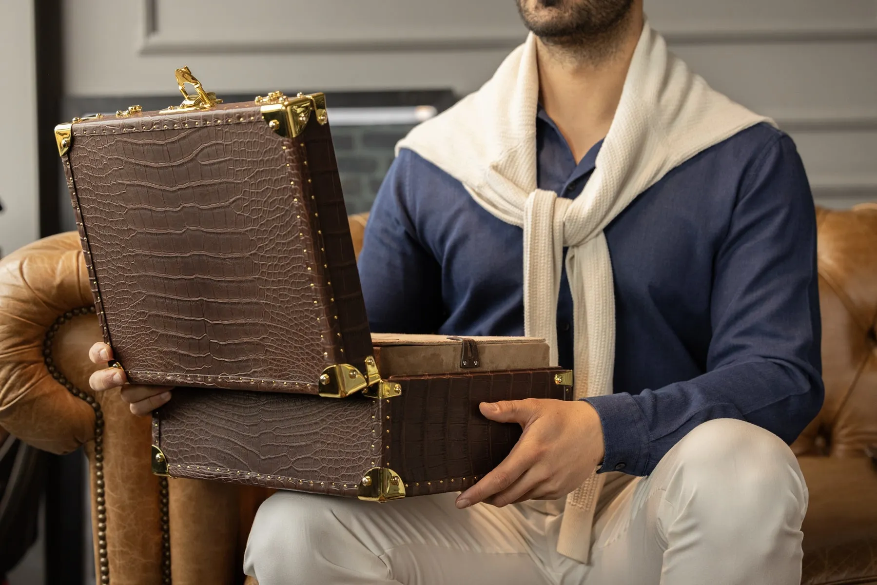 Watch Trunk - Alligator Brown