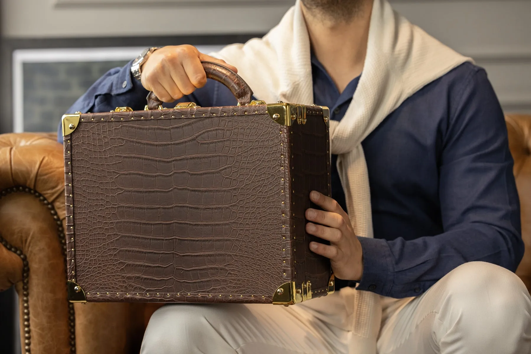 Watch Trunk - Alligator Brown