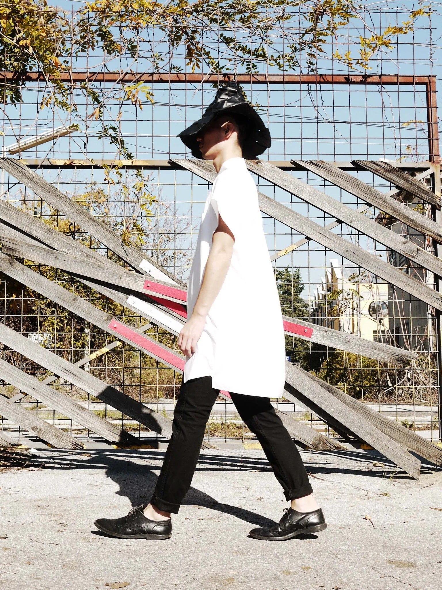 White Origami Midi Shirt  Short Sleeves with Artistic Folds