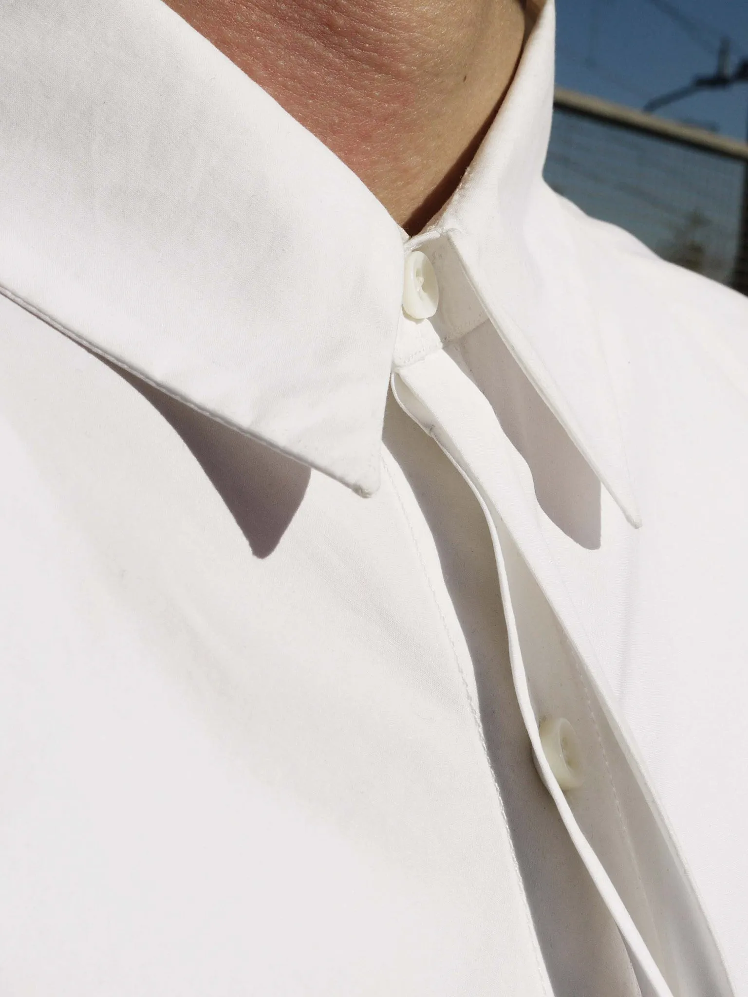 White Origami Midi Shirt  Short Sleeves with Artistic Folds