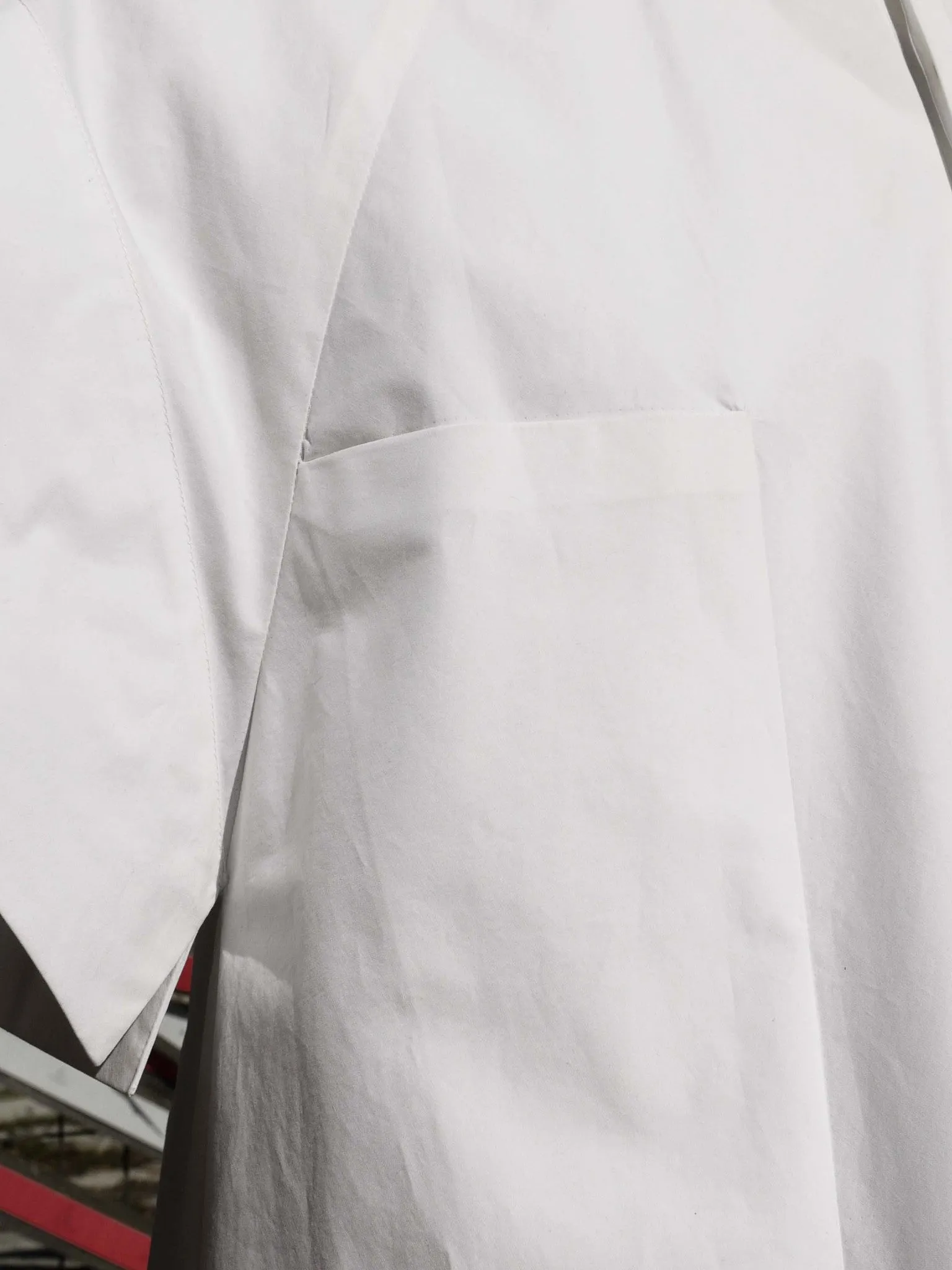 White Origami Midi Shirt  Short Sleeves with Artistic Folds
