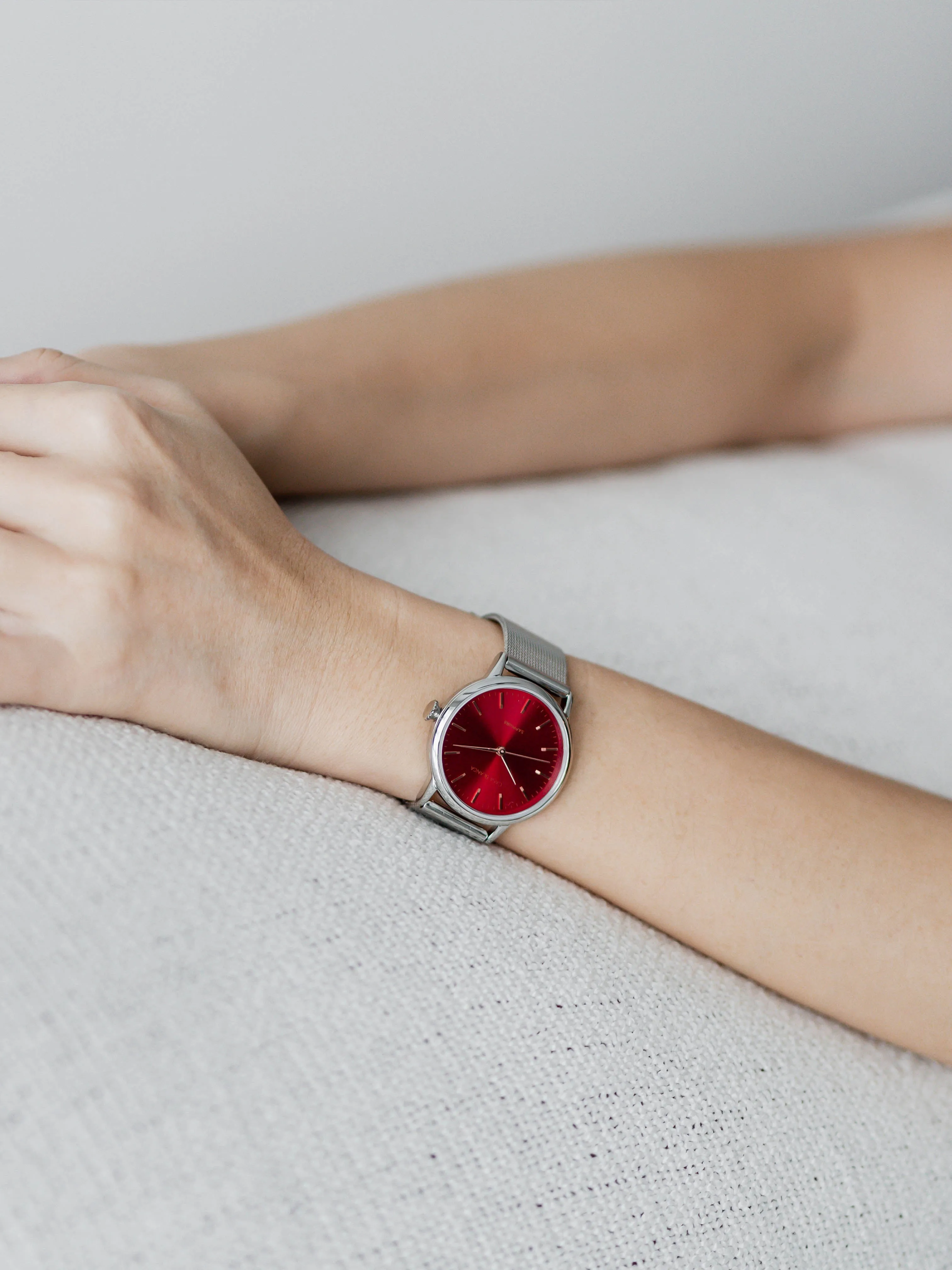 Wine Silver Watch | Silver Mesh Strap