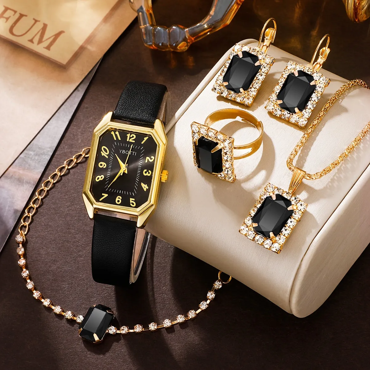 Wrist Watch  Jewelry Set Retro Rectangle Quartz for Women