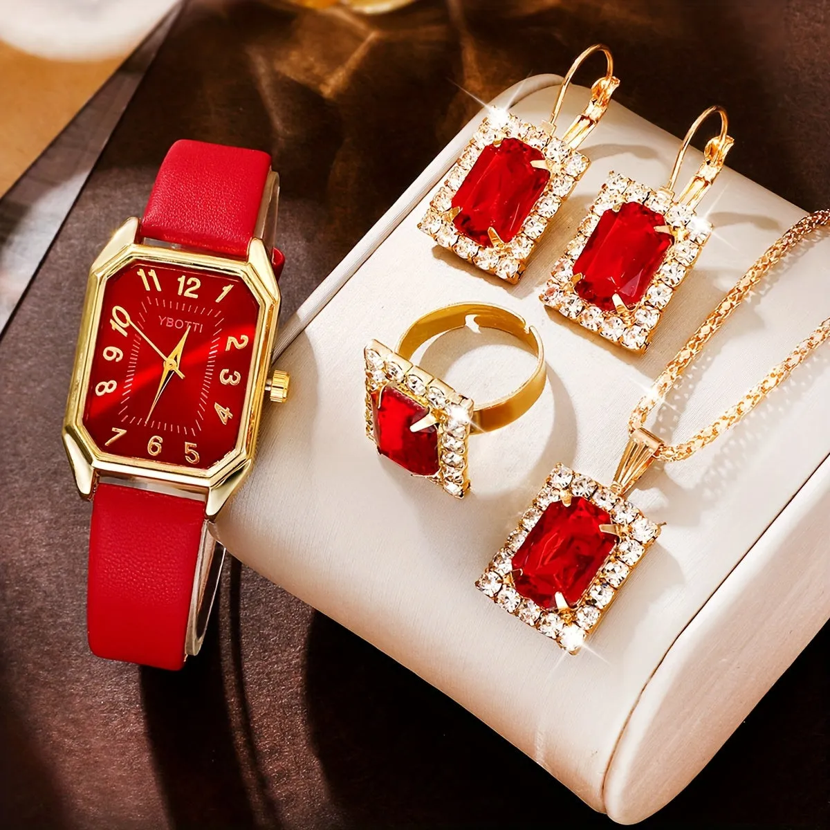 Wrist Watch  Jewelry Set Retro Rectangle Quartz for Women