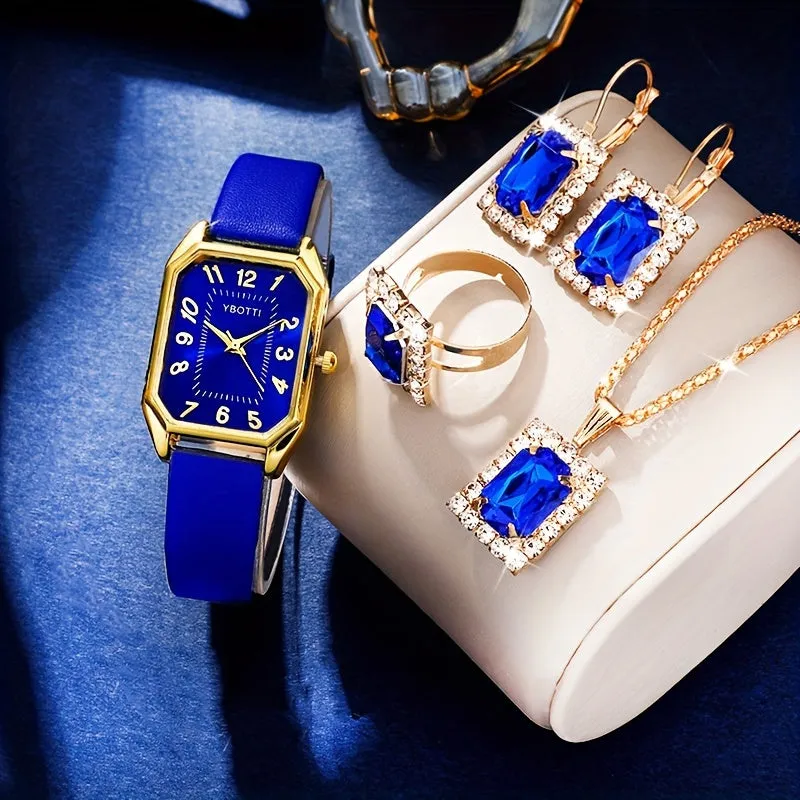 Wrist Watch  Jewelry Set Retro Rectangle Quartz for Women