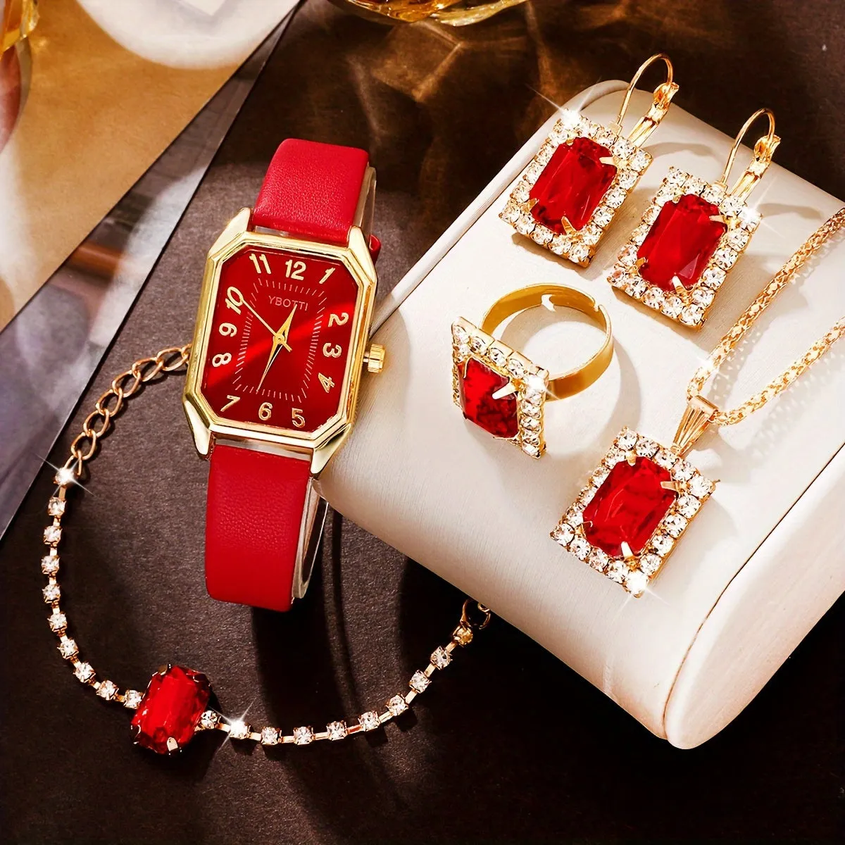 Wrist Watch  Jewelry Set Retro Rectangle Quartz for Women