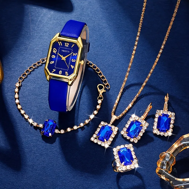 Wrist Watch  Jewelry Set Retro Rectangle Quartz for Women