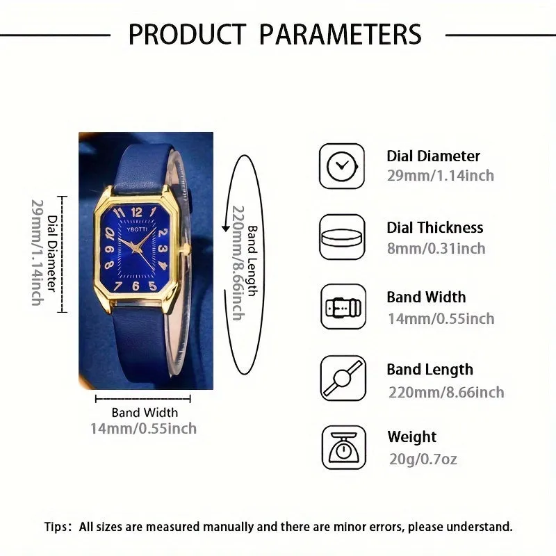 Wrist Watch  Jewelry Set Retro Rectangle Quartz for Women