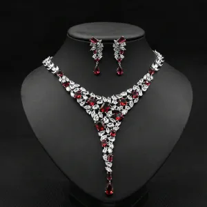 Zircon Necklace Wedding Earring Jewelry Set