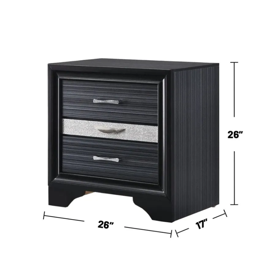 ZUN 2 Drawers and 1 Jewelry Drawer Nightstand, Black B016P253286